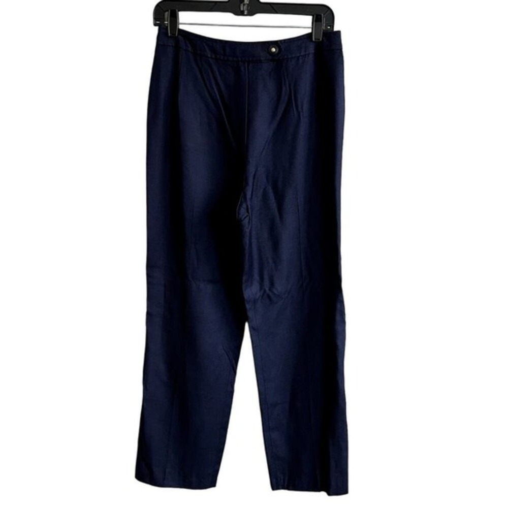 Vintage Evan Picone Trousers Navy Blue Flat Front No Pockets‎ 14 Petite NWT